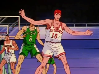 Hanamichi Sakuragi playing defense against Shoyo